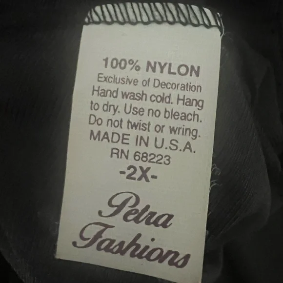 Petra Fashions Vintage Long Gown 2X Black Nylon Lace Inserts - Picture 7 of 7